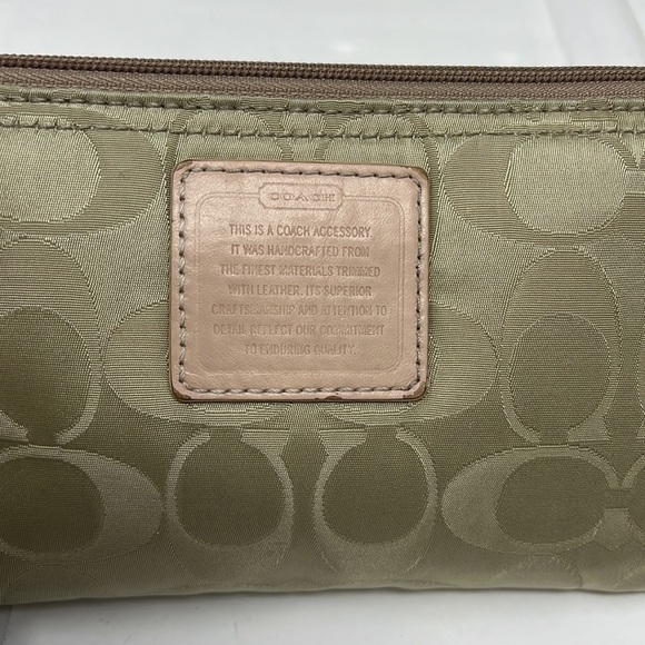 Coach Large Tan Satin Zip Wristlet Wallet - Picture 2 of 9